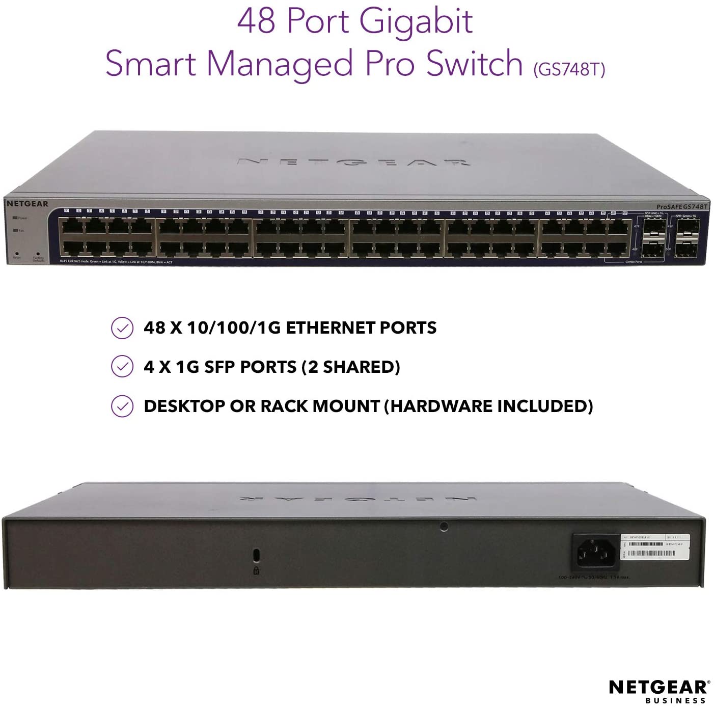 NETGEAR PROSAFE 48-PORT GIGABIT SMART MANAGED PRO SWITCH W/ 4 X 1G